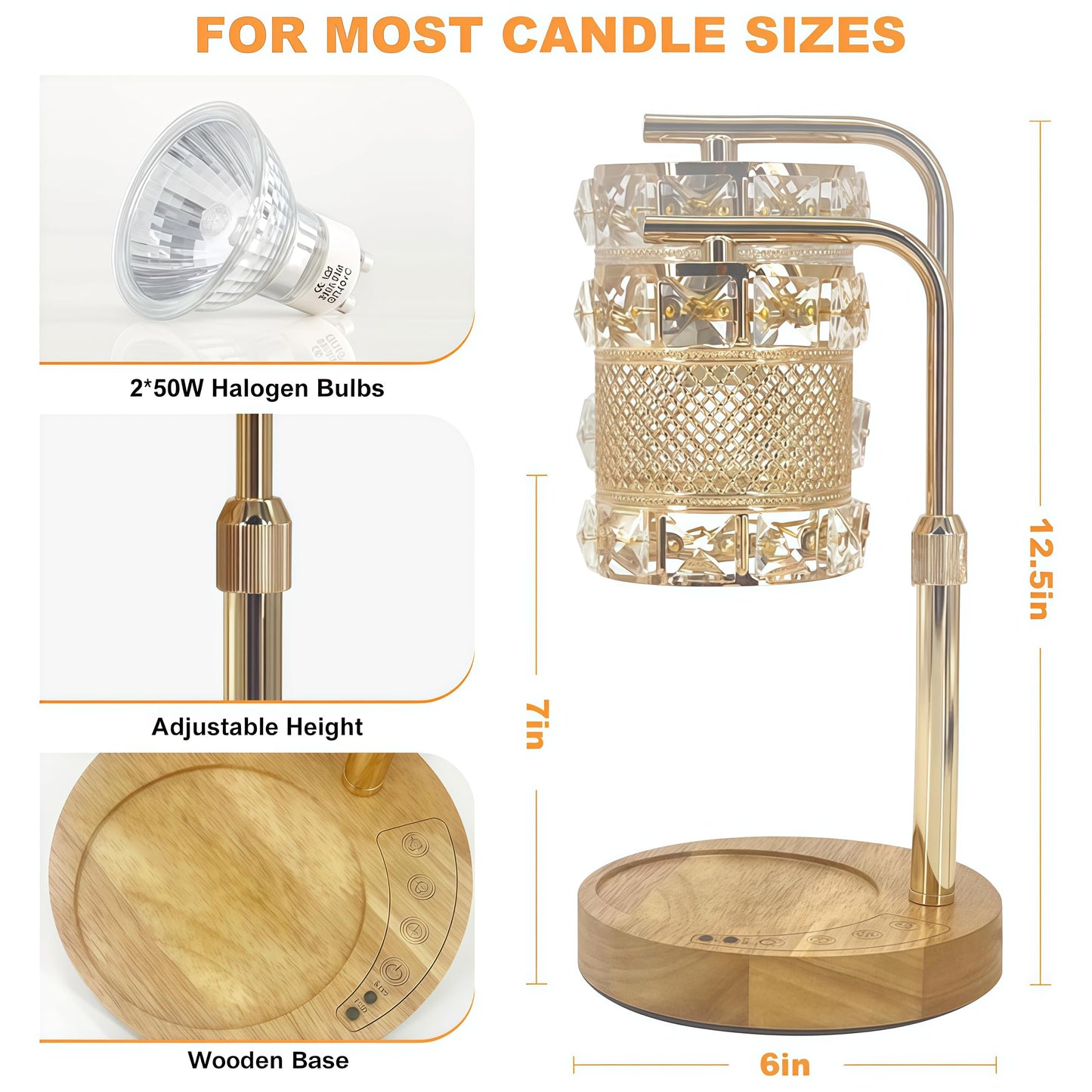 JOYARR Touch Control Candle Warmer Lamp Set of 2, Height Adjustable Electric Wax Melt Dimmable for Jar Candles with 2 Bulbs Timer, Gifts for Mom Christmas House Warming Living Room Bedroom Home Decor
