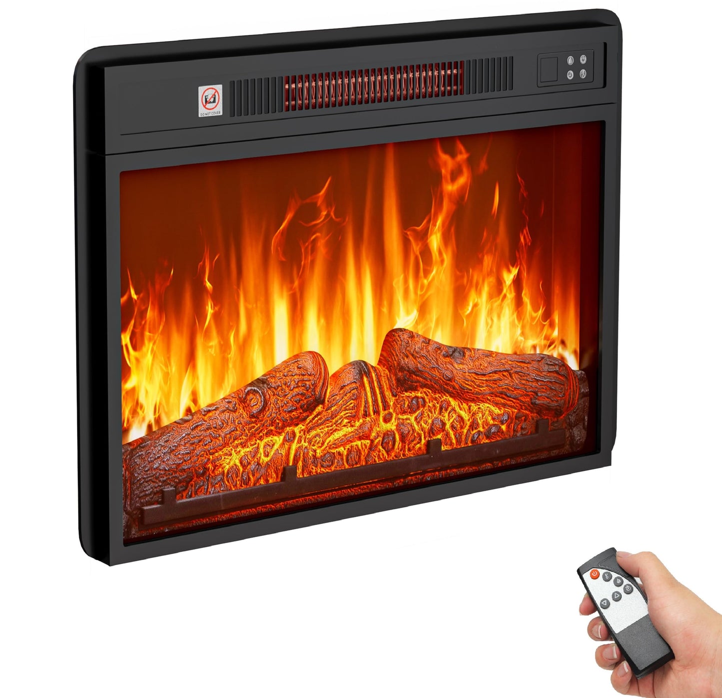 YITAHOME 23" Small Electric Fireplace Inserts, Fireplace Heaters for Indoor Use, Remote Control with Timer, Adjustable Temperature & Flame Brightness, 120V 1400W, Firewood