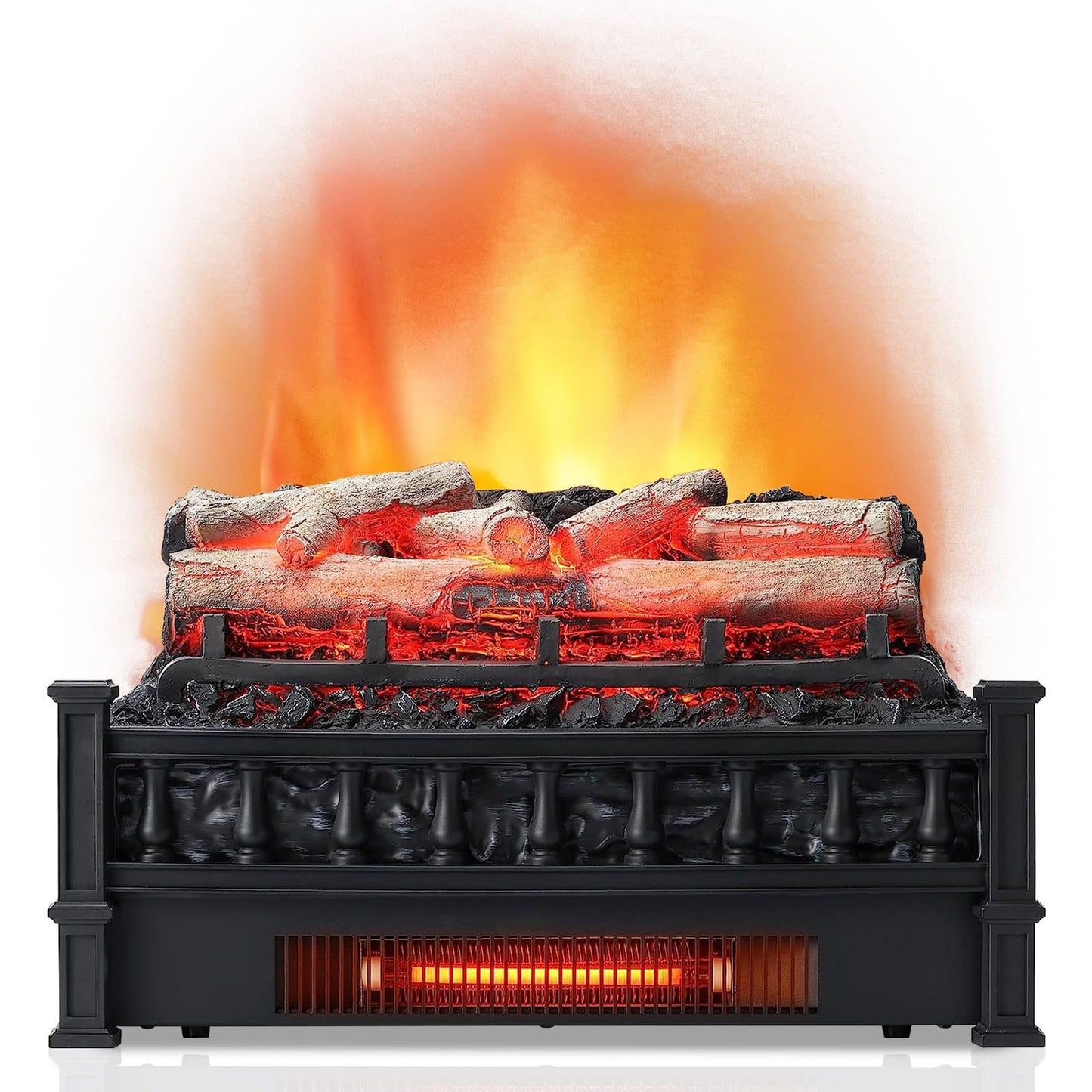 Tangkula 20” Electric Fireplace Log Set Heater with Adjustable Temp, Overheating Protection, Realistic Birch Wood Ember Bed, Infrared Quartz Electric Fireplace Insert for Home & Office Decor, 1500W
