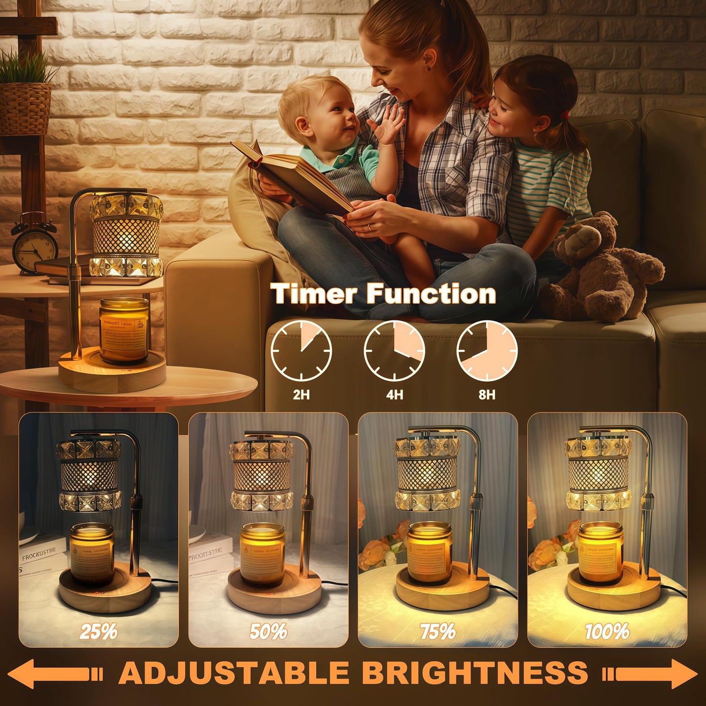 JOYARR Touch Control Candle Warmer Lamp Set of 2, Height Adjustable Electric Wax Melt Dimmable for Jar Candles with 2 Bulbs Timer, Gifts for Mom Christmas House Warming Living Room Bedroom Home Decor