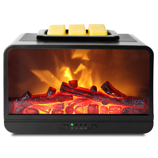 EQUSUPRO Wax Melt Warmer Electric Burner - Flame Fireplace Candle Wax Warmer, Wax Melter for Scented Wax with 4 Timer, Dynamic Flame Fragrance Wax Cubes Oil Warmer Gift & Decor for Home Office Studio