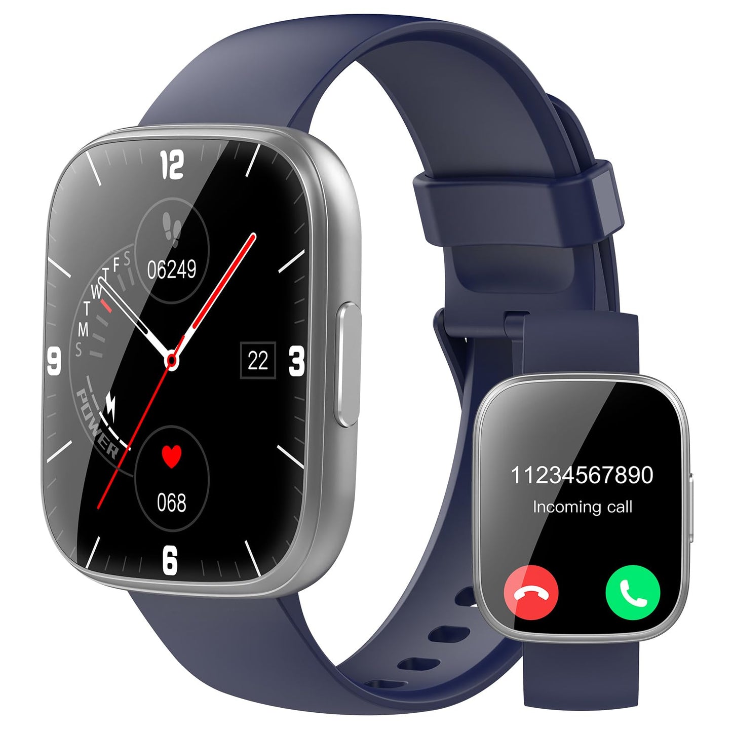 Smart Watch for Men Women(Answer/Make Calls), 1.95" HD Touch Screen Fitness Watch with Sleep Heart Rate Monitor, 110+ Sports Modes, IP68 Waterproof Activity Trackers Compatible with Android iOS, Blue