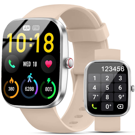 Smart Watch, 1.91" HD Smartwatch for Men Women (Answer/Make Call), Fitness Tracker with 100+ Sport Modes, IP68 Waterproof, Heart Rate/Sleep Monitor, Activity Tracker for Android iOS Beige color