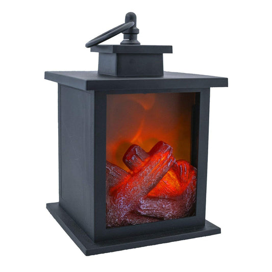LitezAll Mini Fireplace Lantern Decor, Battery Operated LED Fireplace with Realistic Flame Effect, Portable Indoor Fireplace Light with Handle for Home, Bedroom, Office, or Gift Giving