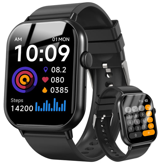 Zoklze Smart Watch for Men Women,100+ Sport Modes Fitness Tracker,Bluetooth Calls Messages 2.01 inches HD Touchscreen Watches IP67 Waterproof, 24/7 Heart Rate/Sleep Monitor for iPhone/Android(Black)