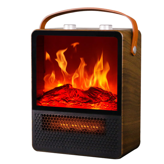 Electric Fireplace Heater Mini 1500W Portable Small Fireplace Heater for Indoor Use 2 Speed Quiet Ceramic Heater 3D Flame Overheating Safety Protection