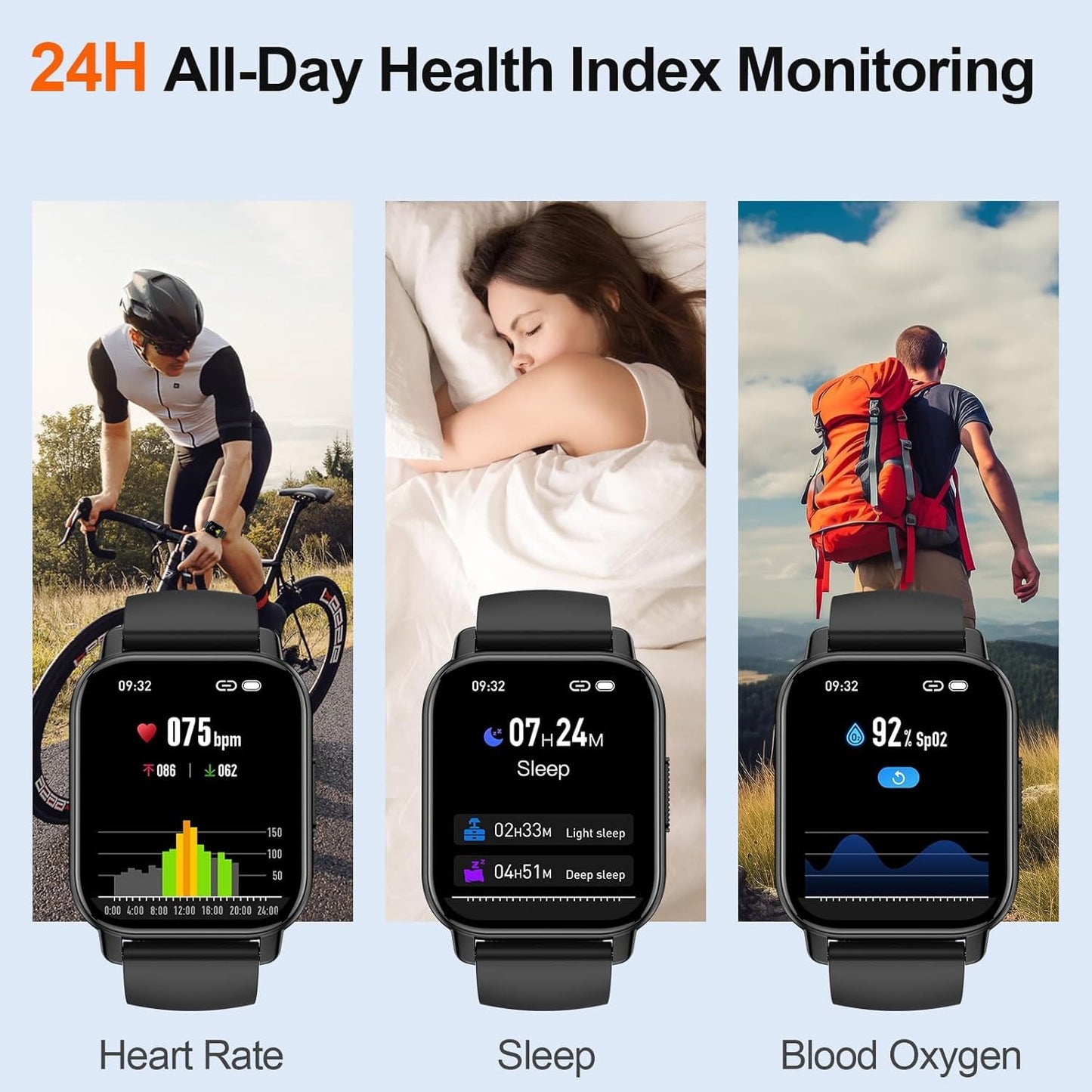 Smart Watch for Men Women, 1.91" HD Screen Fitness Tracker with Bluetooth Calling and Smart Notifications, 112+ Sports Modes Fitness Watch, Fast Charging Smartwatch Suitable for Travel, Sports, Work.