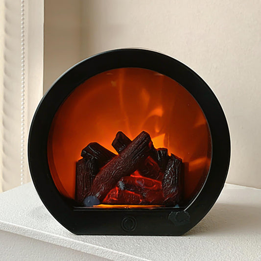 Fireplace Lanterns Decorative, Flameless Portable Electric Fireplaces Light,USB Power Supply Fireplace Lantern for Indoor Outdoor Home Decor Christmas Ornament (No Heater Function,Black)