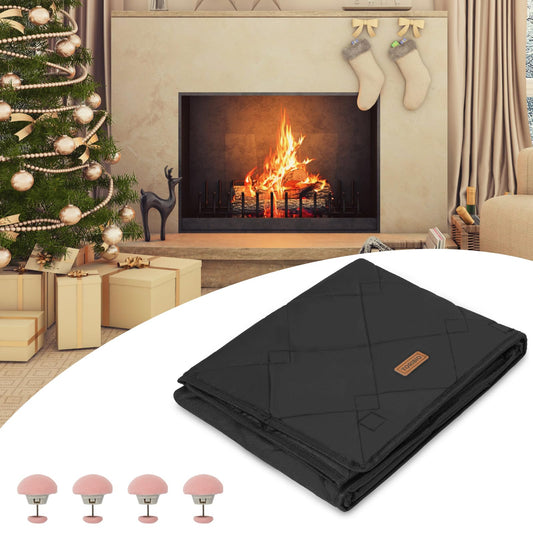 Magnetic Fireplace Cover for Winter, Insulation Fireplace Blanket for Heat Loss with 10 Magnets, Magnetic Fireplace Draft Stopper for Iron Fireplace Frames and Screens, 38" x 26"（Inner Size 34"x22"）