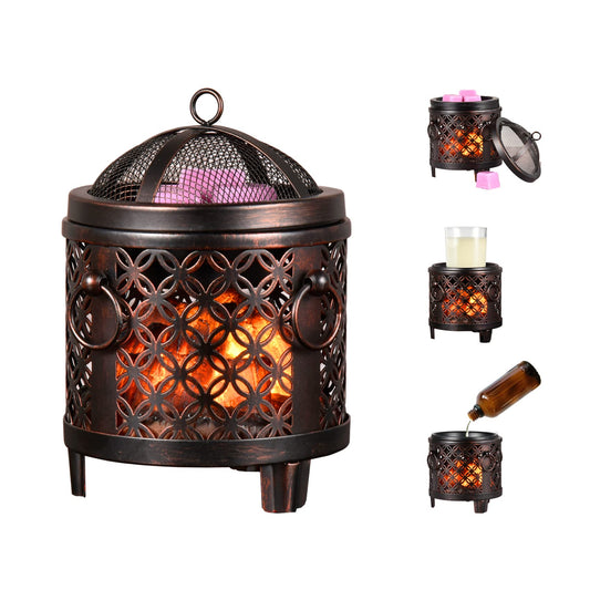 Lovelylly Wax Melt Warmer,4-in-1 Fireplace Wax Warmer,Scentsy Wax Warmer for Scented Wax Cubes and Tarts or Fragrance Oils,Wax Burner for Home Office Bedroom Aromatherapy Presents& Décor(Copper Coin)