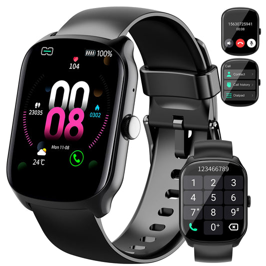 Qecnato Smart Watch for Men Women, 1.95" HD Curved Screen Smartwatch, Heart Rate/Sleep Monitor Fitness Watches, 112+ Sports Modes Activity Trackers, IP68 Waterproof Watch for Android iOS, Black