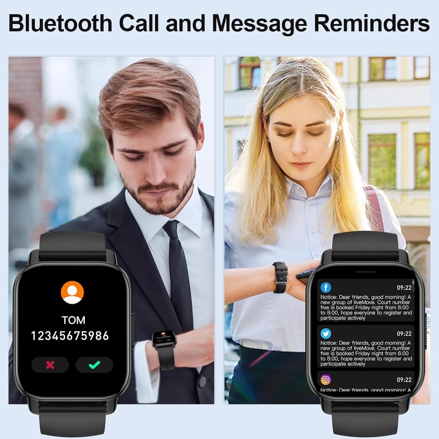 Smart Watch for Men Women, 1.91" HD Screen Fitness Tracker with Bluetooth Calling and Smart Notifications, 112+ Sports Modes Fitness Watch, Fast Charging Smartwatch Suitable for Travel, Sports, Work.
