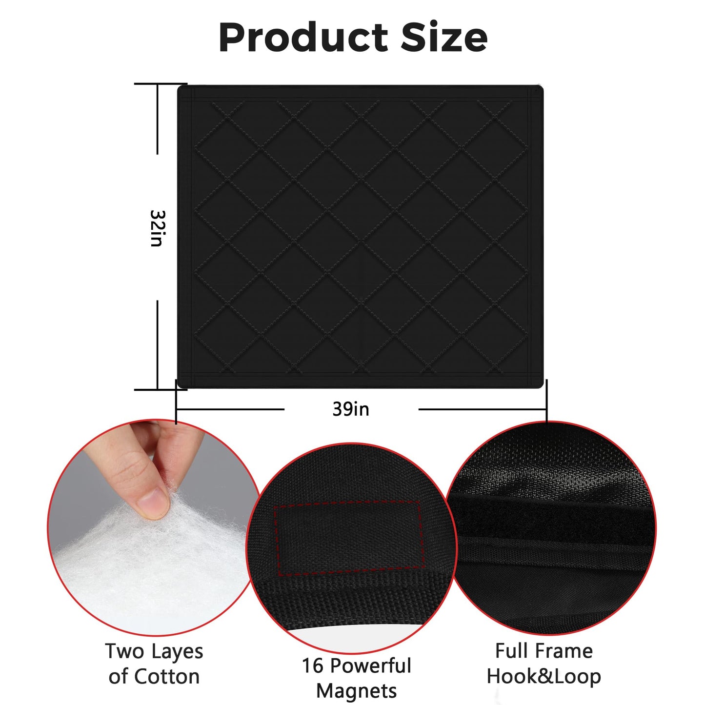 NABOWAN Magnetic Fireplace Cover Easy Install - Indoor Fireplace Blanket to Block Cold Air Reduce Energy Costs, Fireplace Draft Stopper with Full Frame Hook & Loop and Built-in Magnets (32 x 39 Inch)