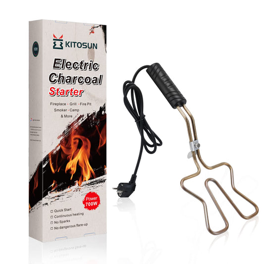 KITOSUN Electric Charcoal Starter 700W – Superior BBQ Grill Fireplace Coal Lighter Easy & Quick Ignite Briquettes |No Sparks or Flames | 304 Stainless Steel Coils Elements 5ft Long Cable (700W)