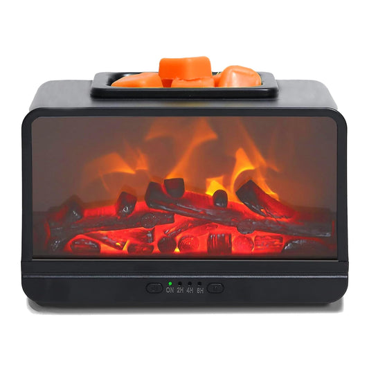 HOEUMFFO Freestanding Fireplace Wax Warmer, Electric Wax Melt Warmer with Timer, Small Tabletop Fireplace for Holiday, Cute Wax Warmer for Scented Wax, PTC Heating Plate (Black)