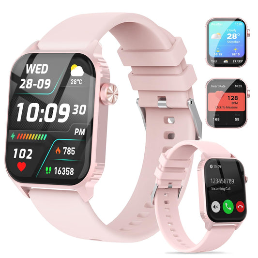 TRAUSI Smart Watches for Women Men, 1.83" HD Smartwatch with 120 Sports Modes, Heart Rate/Sleep Monitor, IP67 Waterproof, Bluetooth Call & Music Control for iPhone/Android (Pink)