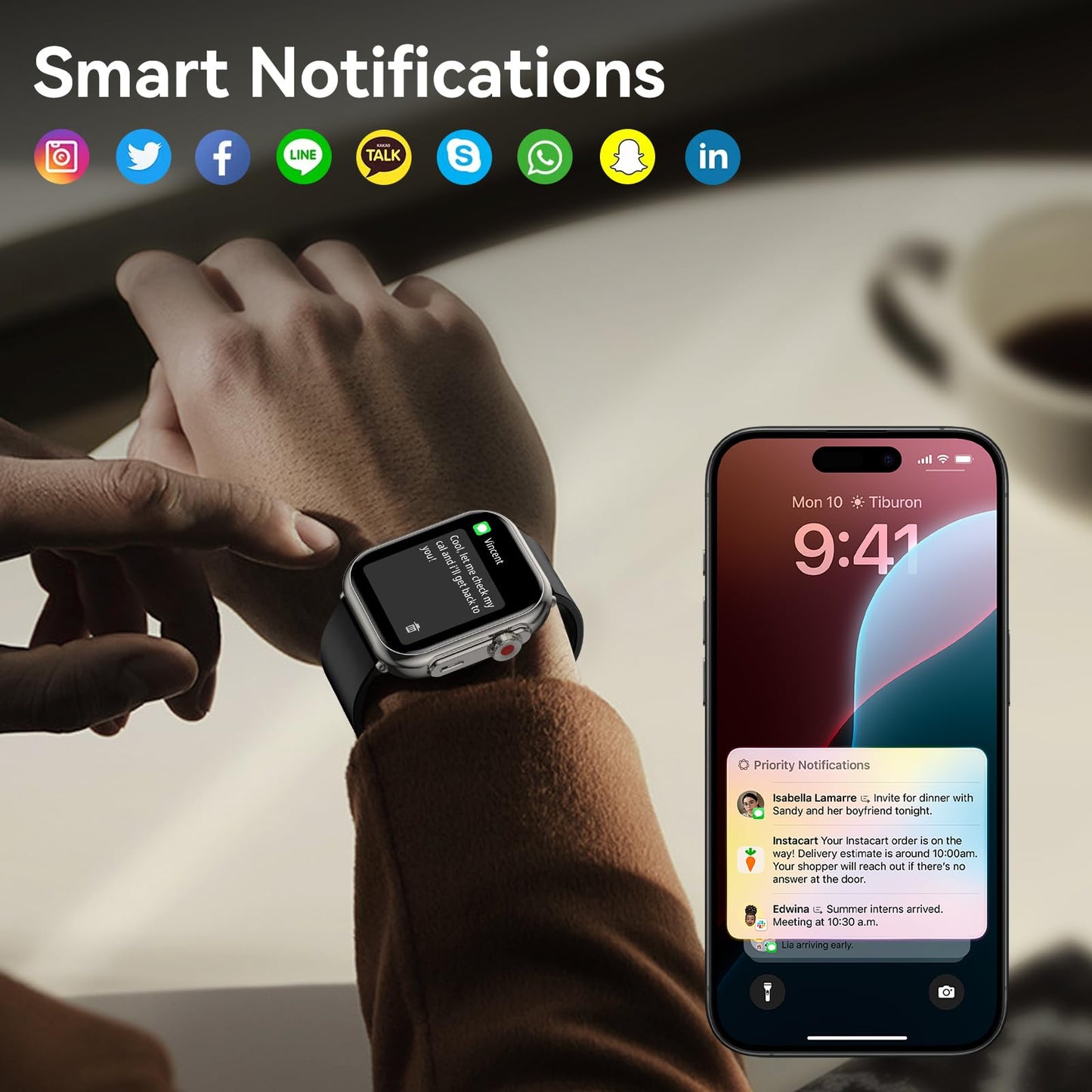 Smart Watch for Men Women, 1000 mAh 100 Day Battery Life, 1.85" Fitness Tracker Bluetooth Call/Make Calls, 110+ Sport Modes, IP68 Waterproof, Heart Rate, 24/7 Sleep Monitor Fitness Watch, iOS/Android