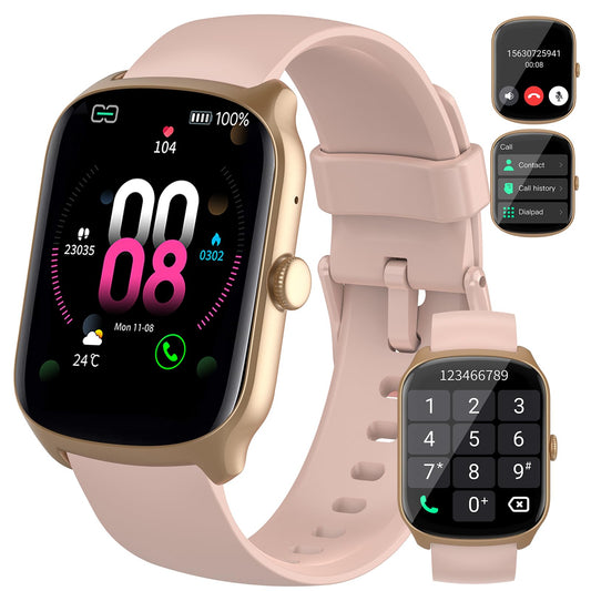 Qecnato Smart Watch for Men Women, 1.95" HD Curved Screen Smartwatch, Heart Rate/Sleep Monitor Fitness Watches, 112+ Sports Modes Activity Trackers, IP68 Waterproof Watch for Android iOS, Pink