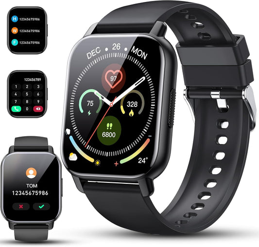 2025 Smart Watch for Men Women, 1.85" HD Touchscreen Fitness Tracker with Bluetooth Calling, Fitness Watch with 110+ Sports Modes/Heart Rate/Sleep Monitor, IP68 Waterproof Smartwatch for Android iOS