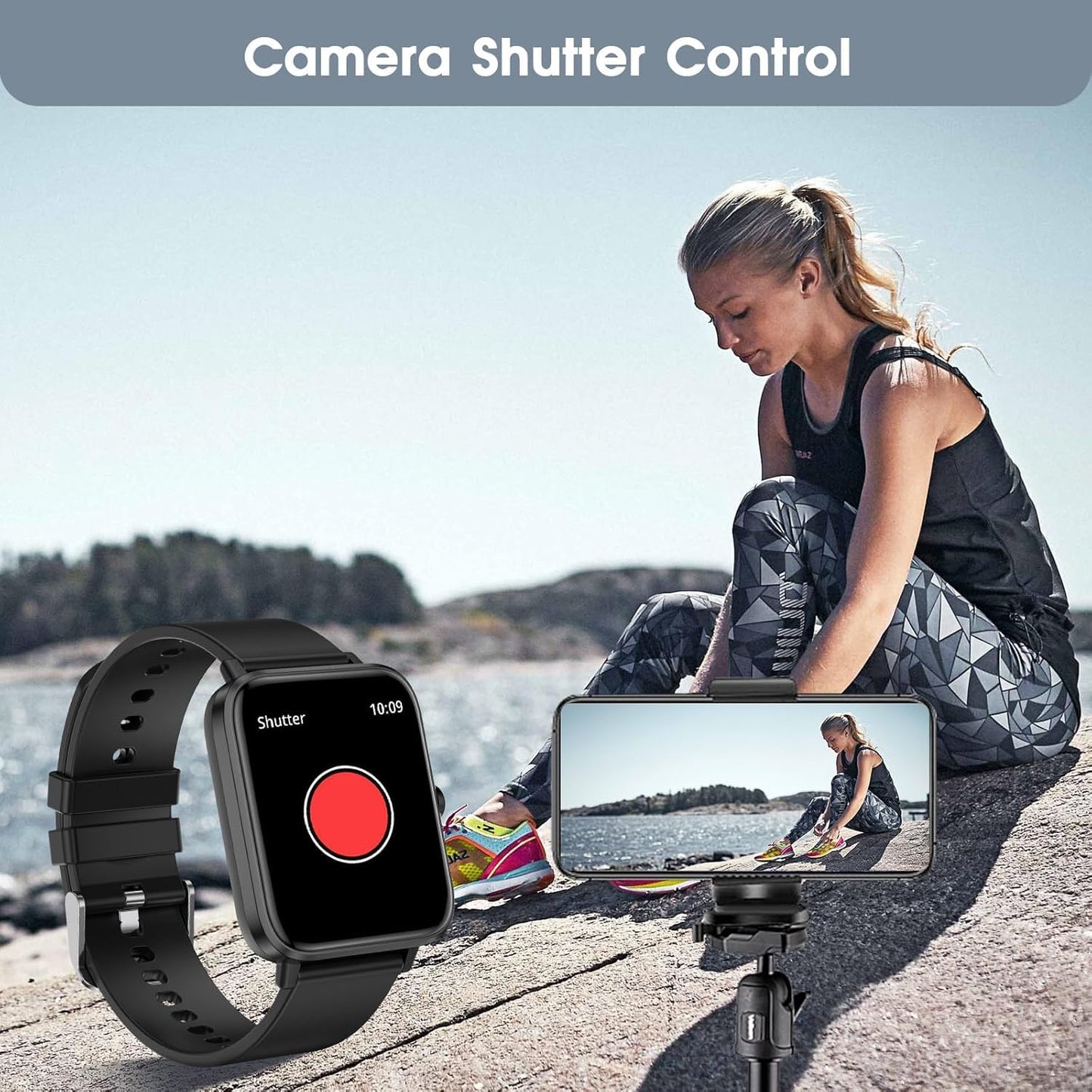 FTTMWTAG Smart Watch (Answer/Make Call): 1.85" Waterproof Fitness Trackers with 24-Hours Blood Pressure Heart Rate SpO2 Sleep Monitor Watches for Men Women, iPhone Android Compatible (Stone Black)