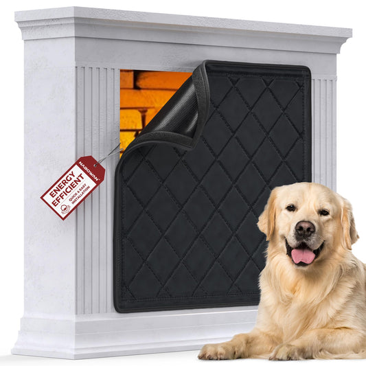 NABOWAN Magnetic Fireplace Cover Easy Install - Indoor Fireplace Blanket to Block Cold Air Reduce Energy Costs, Fireplace Draft Stopper with Full Frame Hook & Loop and Built-in Magnets (32 x 39 Inch)