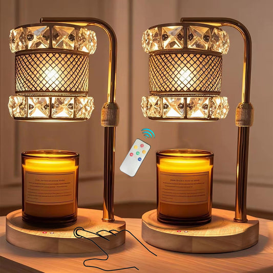JOYARR Touch Control Candle Warmer Lamp Set of 2, Height Adjustable Electric Wax Melt Dimmable for Jar Candles with 2 Bulbs Timer, Gifts for Mom Christmas House Warming Living Room Bedroom Home Decor