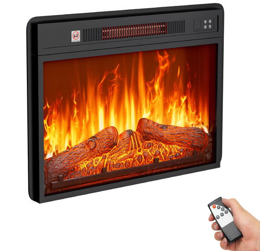 YITAHOME 23" Small Electric Fireplace Inserts, Fireplace Heaters for Indoor Use, Remote Control with Timer, Adjustable Temperature & Flame Brightness, 120V 1400W, Firewood