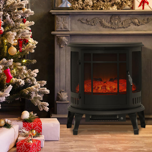 Magshion 22" Freestanding Electric Fireplace Heater, 1400W Stove Heater with Adjustable Brightness Realistic Flames, Overheat Protection Indoor Electric Fire Place (22" x 12" x 25")