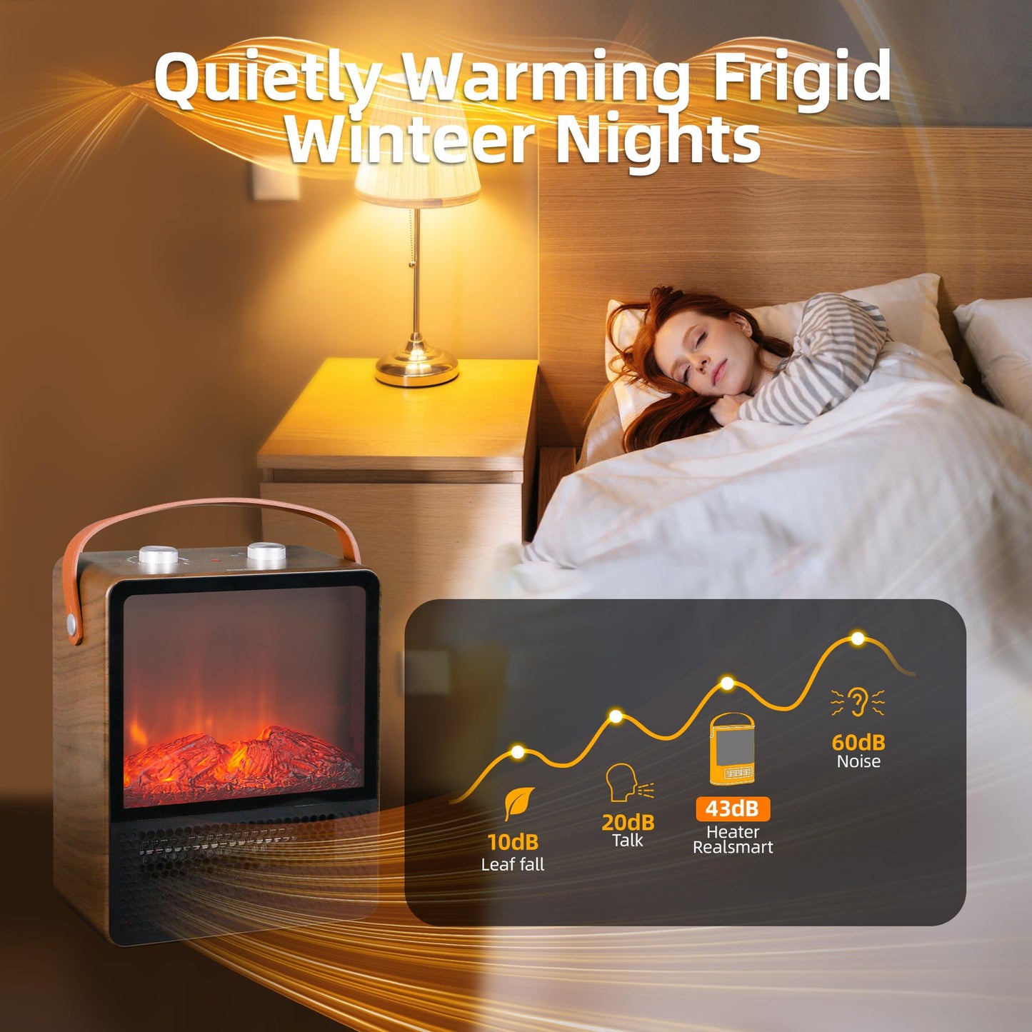 Electric Fireplace Heater Mini 1500W Portable Small Fireplace Heater for Indoor Use 2 Speed Quiet Ceramic Heater 3D Flame Overheating Safety Protection